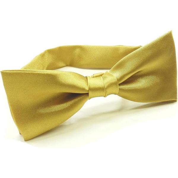 セミバタフライ 無地 蝶ネクタイ(ゴールド)