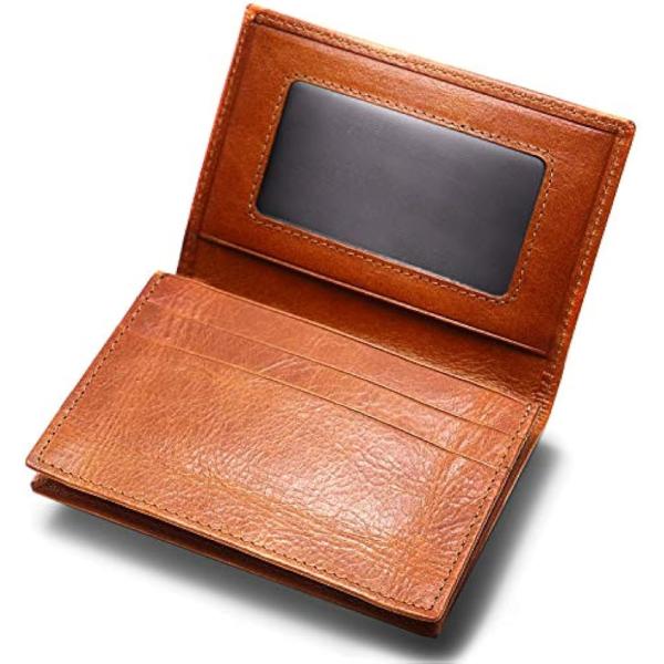 名刺入れ 本革 大容量 取り出し易い幅広タイプ 男女兼用 ビンテージ加( キャメル)
