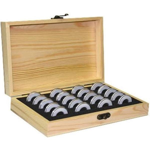 木製 コイン コレクション ケース 径5種対応 ボックス 記念 収納 コインカプセル付き( 20枚)...