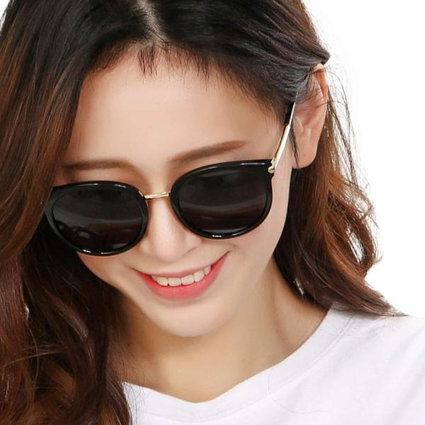 レディース サングラス 偏光 レンズ フォックス 型 UV 400 紫外線 防止 MDM(ブラック,...