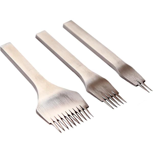 ヨーロッパ目打ち ３本 レザークラフト ツール ハイス鋼 鋭角 ハンドメイド仕上げ a532 (2....