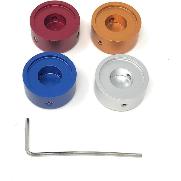 エフェクター用 メタル スイッチハット キャップ 4色セット( 銀、赤、オレンジ、青)