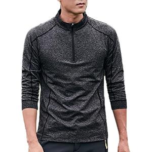 メンズ ハーフジップ トレッキング シャツ 吸汗 速乾 ドライ 長袖