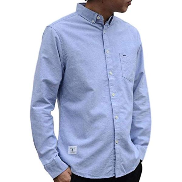 スリーピングシープ メンズ 小襟がおしゃれな ナロー ボタンダウン ビジネス カジュアル(2.ブルー...