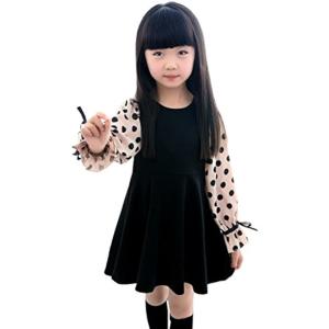 女の子 ワンピース フォーマル ドレス 子供 服 キッズ 発表会 入園式 入学式 結婚式 長袖 パフ袖 ドット柄