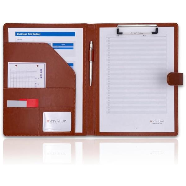 PU レザー クリップ ボード ファイル サイズ 書類 フォルダ バインダー カード ポケット ペン...