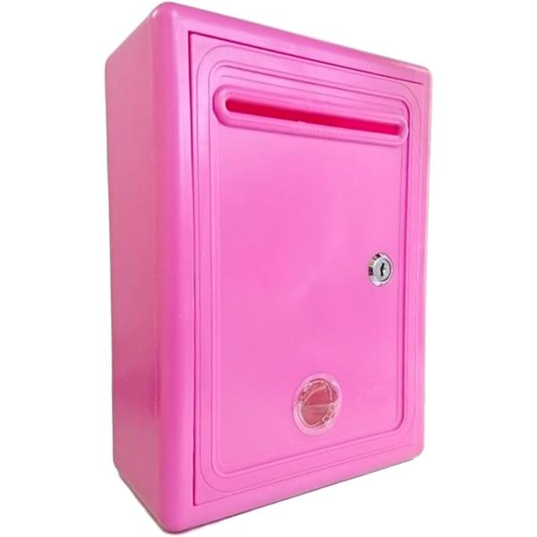 鍵 付き アンケートボックス ポスト 軽量 多目的 BOX 小窓付き( ピンク)