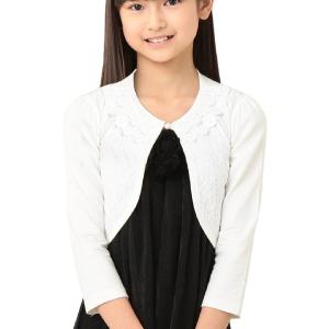 ボレロ キッズ フォーマル 花柄 レース 襟付き 女の子 結婚式 m665 120cm( ホワイト,  120)｜horikku