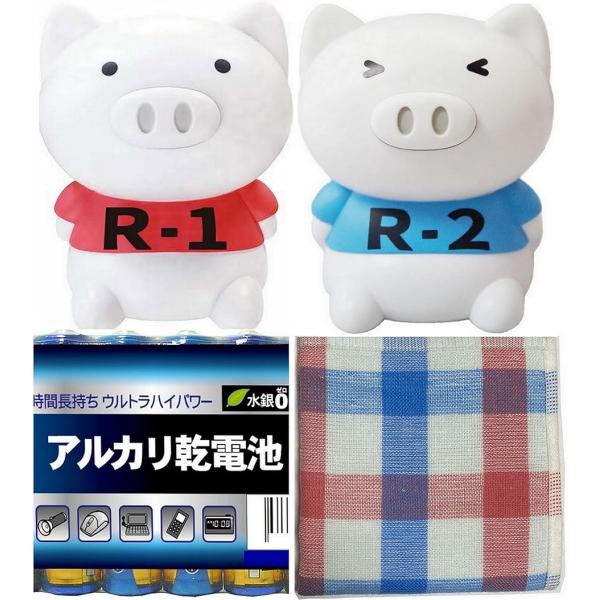 R1＆R2 ラジオ体操第一 第二x2個セット 単四電池4本 + お手入れタオル付( 第一（赤）、第二...