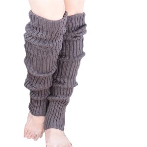 レッグウォーマー ロング もこもこ リブ編み 60cm 長い 裏起毛 10カラー( チャコール,  60.0 cm)