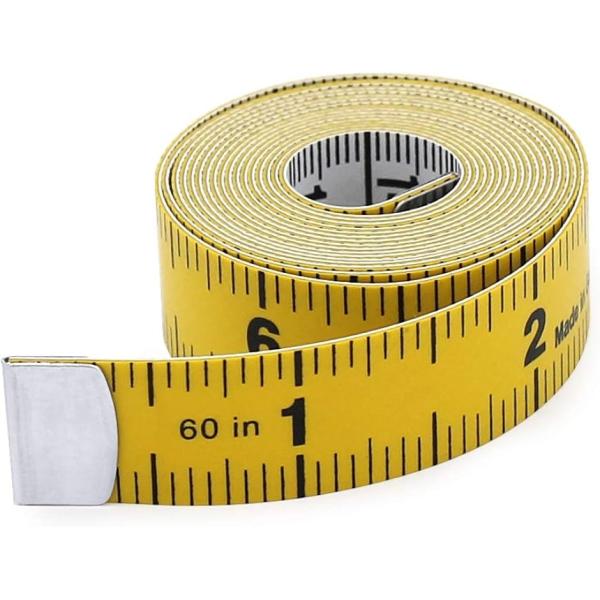 メジャー 巻尺1.5m 裁縫メジャー テープメジャー インチ センチ 巻き尺 バスト測定 洋裁(イエ...