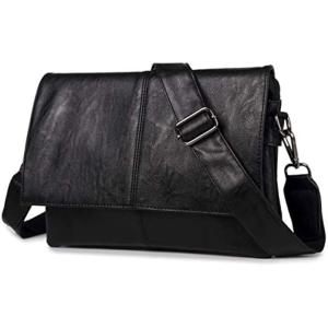 マローサム カジュアル と 高級感 多機能 メンズ ショルダー バッグ PUレザー 黒 MDM(ブラ...