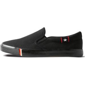 カエナリエ メンズ レディース スリッポン デッキシューズ 黒 白 キャンバス カジュアル