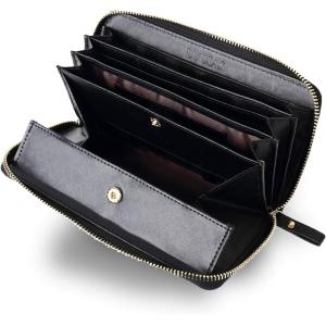 牛革 長財布 ラウンドファスナー ギャルソンウォレット 大きく開く 小銭入れ メンズ レディース ブラック 改良型(ブラック(改良型))