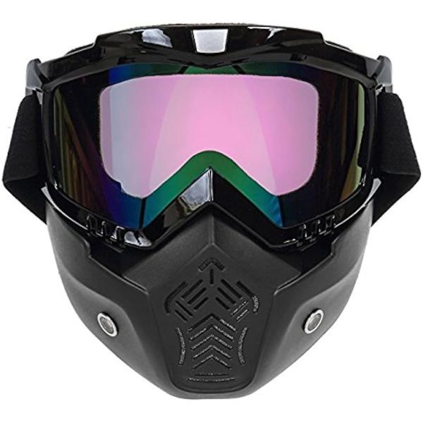 バイク用 ヘルメットマスク 取り外し可能 フェイスマスクバイクゴーグル 目保護 UVカット 防塵 耐...