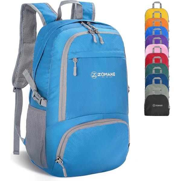軽量リュック バックパック 30L ハイキングデイパック 旅行バックパック 折りたたみ式(ライトブル...