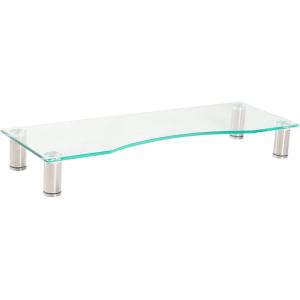 厚8mm 強化ガラス PC/TV ディスプレイ モニター 机上台 幅700mm キーボード収納(クリ...