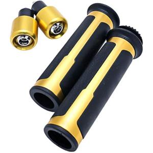 バイクグリップ バーエンド付き 22mm用 貫通 バイクハンドル用