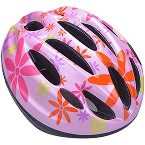 子供用 ヘルメット 自転車 キッズ 軽量 サイズ調整可能 男の子 女の子 Mサイズ(15.レッドの花...