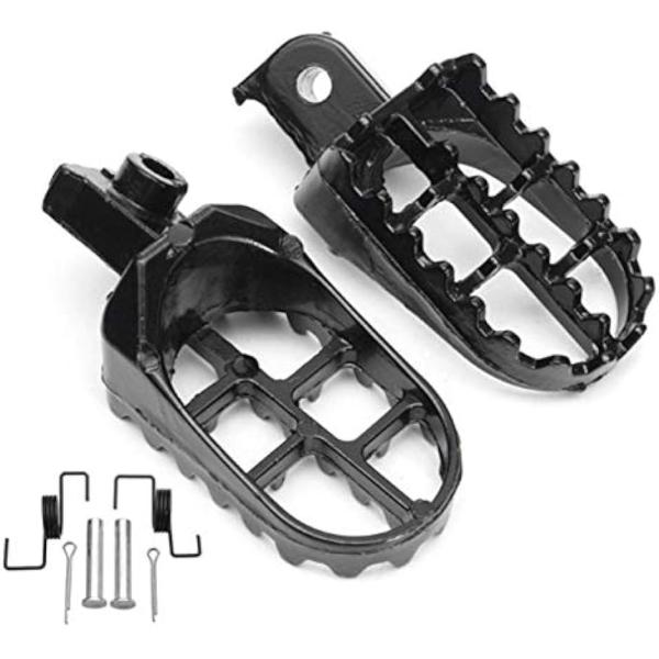 【互換品】 バイク フットペグ フットレスト ワイド 左右セット 社外品 汎用(ブラック)