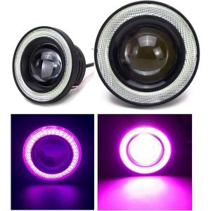 Kstyle LED フォグランプ 汎用 イカリング 付き ピンク 30w 高性能 COB 防水 左右 2個 MDM