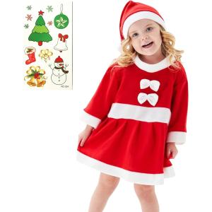 女の子用 サンタ コスチューム コスプレ 衣装 クリスマス ボディシール 付き2点セット S309( 80cm)｜horikku