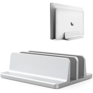 ノートパソコン スタンド PCスタンド 縦置き ２台収納 ホルダー幅調整可能 アルミ合金素材 Vertical Laptop(シルバー)