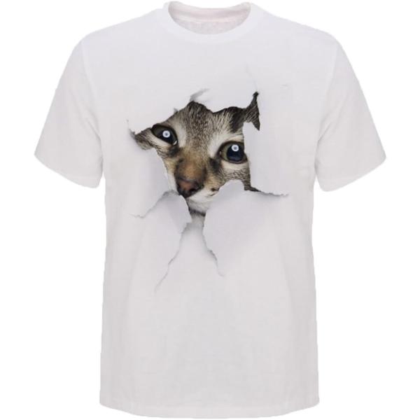 Tシャツ 猫 おもしろ トリックアート カジュアル シンプル ブラックネコ( NO.4,  XL)