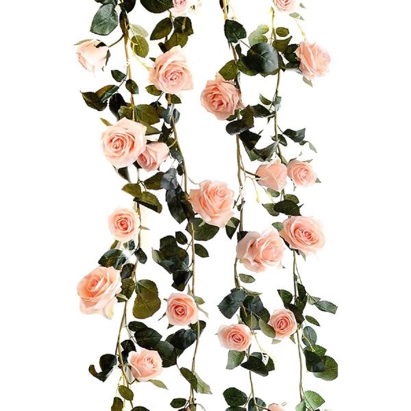 全3色 バラ ガーランド リアル 造花 飾りつけ 装飾 人工 つぼみ付 ローズ 薔薇( ピンク)