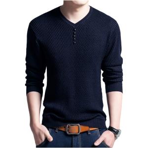 無地 カジュアル セーター ボタン ロング