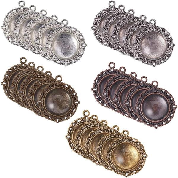 PandaHall 約25セット 5色 ミール皿 カメオ台 レジン 台座 カン付き( 混合色 25セ...