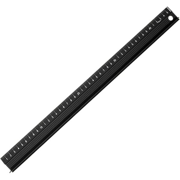 カッター定規 アルミスケール 曲尺 カットガイド 高精度裁断定規 安全ガード付き(黒,  45cm)