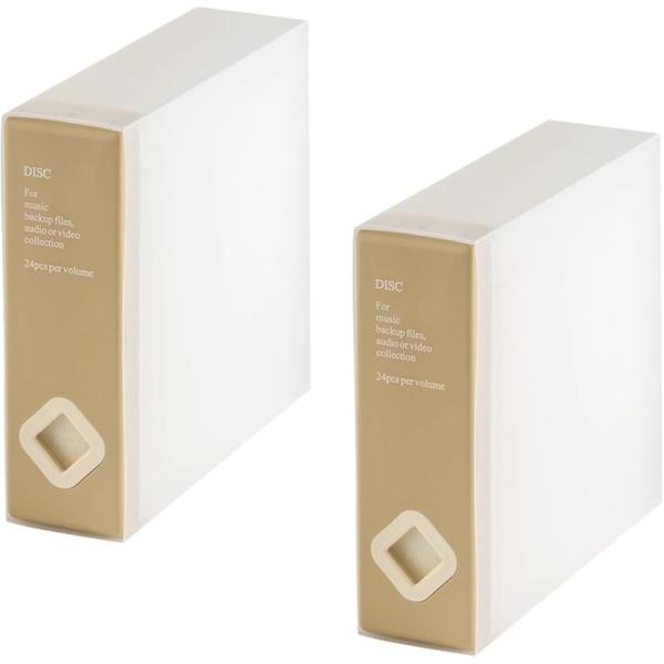 cd 収納ケース 24枚 ブルーレイ DVD 収納ボックス プラスチック製 不織布 2個セット(ベー...