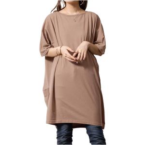 チュニックtシャツ レディース 半袖 春 夏 ゆったり 無地 薄手 綿100 ロング tシャツワンピ...