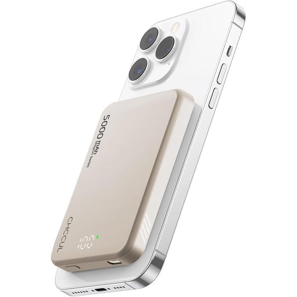 モバイル バッテリー MagSafe対応 急速充電マグネット式 ワイヤレス充電 5000mAh PD...