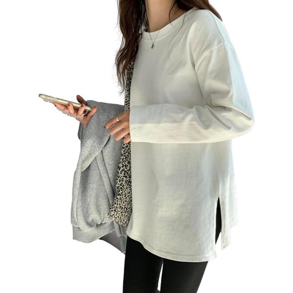 レリカ ゆったり 長袖 tシャツ ロングスリーブ ロンｔ 無地 シンプル カットソー トップス スリ...