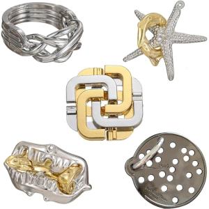 メタルパズル 6点セット、アンティーク調、南京錠・砂時計・錨型など