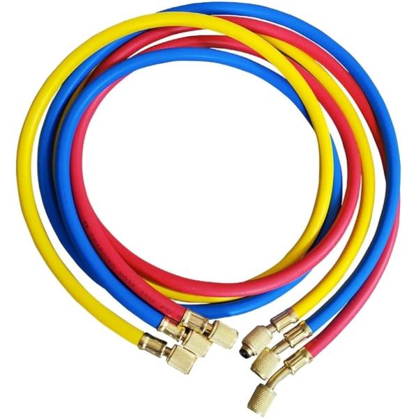【互換品】 R134a R12 R22 R502 交換用 エアコンガスチャージホース 3本セット(マ...