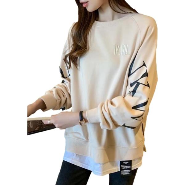 レディース トレーナー 重ね着風 レイヤード スウェット ゆったり 長袖 トップス 韓国 着?せ 着...