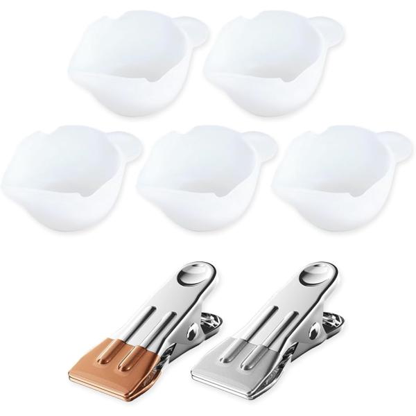 UVレジン用ツール 調色パレット シリコンカップ (カップ、クリップ,  長さ5.3cm x 幅3....