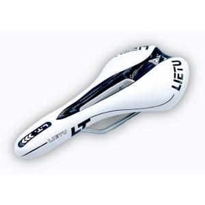 自転車 サドル 薄型 ロードバイク クロスバイク マウンテンバイク スリム 穴あき お尻が痛くない 防水 (ホワイトブラックライン)の商品画像