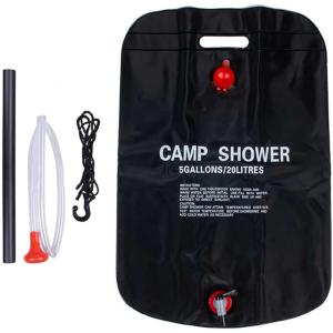 ポータブルシャワー 20L アウトドア 簡易シャワー コンパクト 携帯 便利 キャンプ 防災 電池不要 タンク( ブラック)