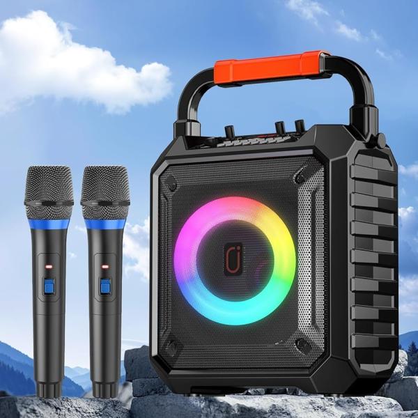 スピーカーセット カラオケセット 家庭用 拡声器 ワイヤレスマイク ２本 Bluetooth 小型(...