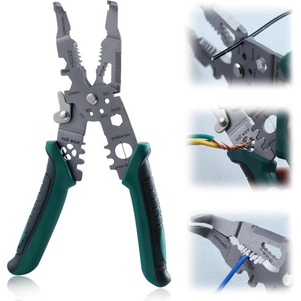 10-IN-1多機能ワイヤーストリッパー ワイヤーストリッパー機能付き 圧着機能付 切断可能 ワイヤ...