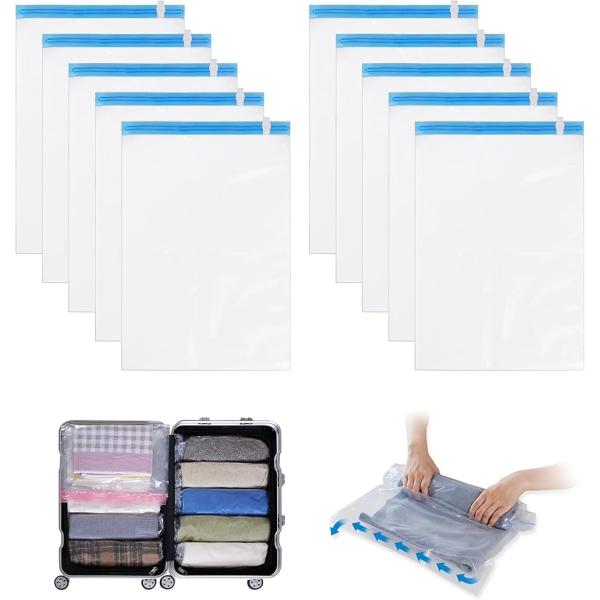 圧縮袋 旅行 衣類圧縮袋 約80％圧縮 真空あっしゅく袋 洋服 ダウン アウター 掃除機不要 手巻き...