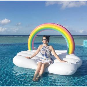 虹 浮き輪 レインボー 游泳圈 プール 海 遊び道具 大人 二人乗り 水遊び MDM (虹, 210x145cm)