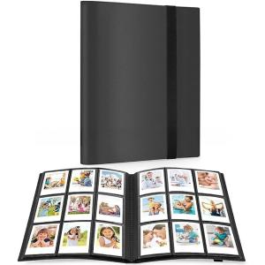 チェキ アルバム チェキ帳 大容量 ファイル チェキホルダー ポラロイド ケース 収納 (ブラック, 30.5cm x 24.5cm)