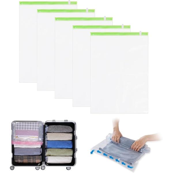 圧縮袋 旅行 衣類圧縮袋 約80％圧縮 真空あっしゅく袋 洋服 ダウン アウター 掃除機不要 手巻き...