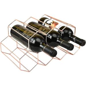 ワインラック ワインセラー 小型 ディスプレイ ワインボトルホルダー 7本用 酒(ローズゴールド, 通常)
