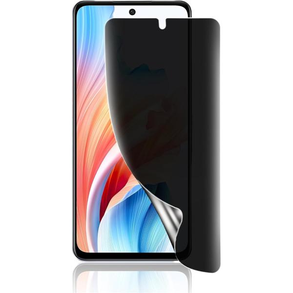 ガイド枠付き・簡単な貼り付け方OPPO A3 5G 用 覗き見防止フィルム 柔らかいTPU素材 気泡...